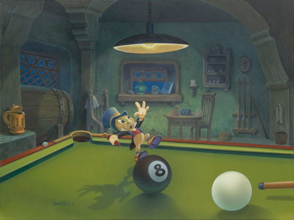 Jiminy Balances the Eight Ball  by Michael Humphries | Signed and Numbered Edition For Sale