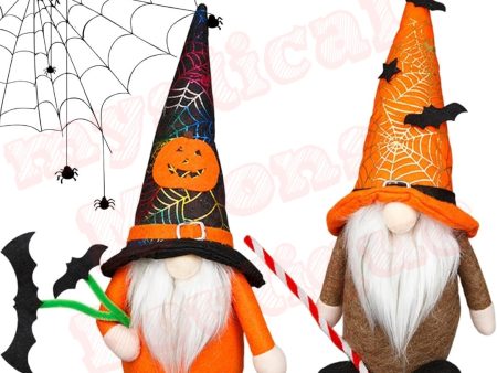 Halloween Indoor Decorations Halloween Gnomes 2PCS Halloween Gonk with Bat Spider Web and Pumpkin Pattern Cute Plush Faceless Doll for Halloween Decorations Indoor Home Decor For Discount