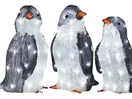 3pcs Christmas Penguin Light Up Ornaments,Christmas Penguin Acrylic Light Up Indoor Outdoor Figurine Garden Decor, with LED Mini Lights Online now