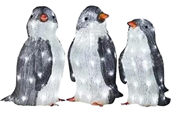 3pcs Christmas Penguin Light Up Ornaments,Christmas Penguin Acrylic Light Up Indoor Outdoor Figurine Garden Decor, with LED Mini Lights Online now