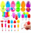 18 Pack Easter Eggs with Colorful Transform Novelty Pens Fillers Easter Eggs with Toys Inside Easter Gifts for Kids Easter Egg Hunt Cheap