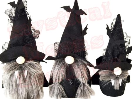 3 Pcs Halloween Gnome Plush Doll Halloween Decoration Faceless Doll with Long Beard Halloween Dwarf Ornament with Black Lace Bat Hat Table Shelf Photo Props Decoration Gnomes Ornament Gifts for Kids For Discount