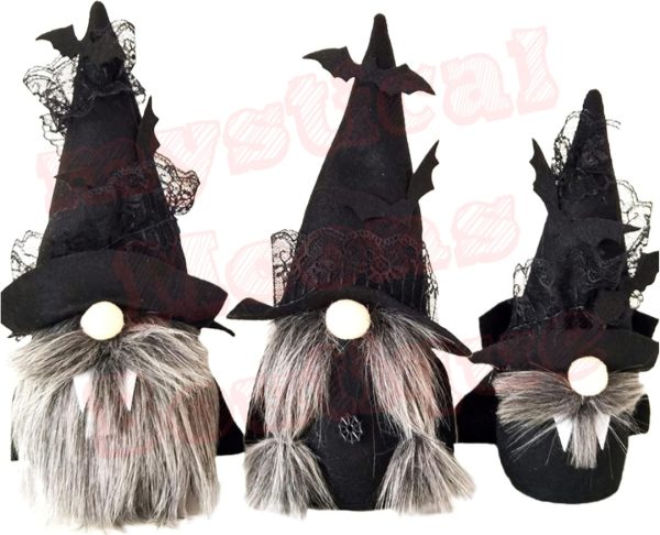 3 Pcs Halloween Gnome Plush Doll Halloween Decoration Faceless Doll with Long Beard Halloween Dwarf Ornament with Black Lace Bat Hat Table Shelf Photo Props Decoration Gnomes Ornament Gifts for Kids For Discount