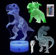 3 Pcs Dinosaur Night Light Dinosaur 3D Illusion Lamp Discount