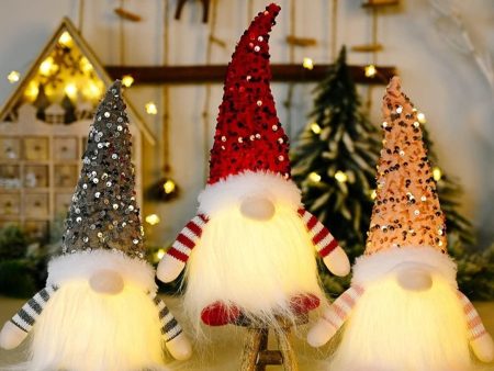 3PCS Light Up Gnome Christmas Decoration With Light, Handmade Swedish Santa Gnomes with Glitter Hat Craft, Gonk Elf Christmas for Indoor Decoration Holiday Decor (3 Pack) Supply