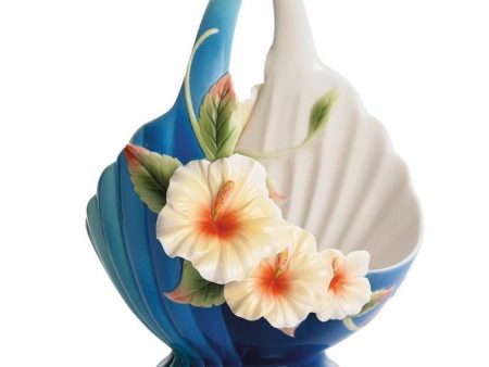 Franz Collection Hibiscus Blue Basket  FZ01790 Hot on Sale