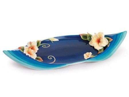 Franz Collection Hibiscus Blue Plate FZ01785 For Discount